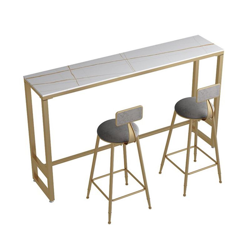 1/3 pezzi Glam Iron Bistro set rettangolo tavolo da barra in pietra bianco set con poggiapiedi