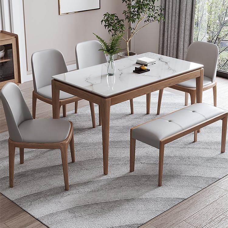 Rectangle Mid-Century Modern Dining Table White Sintered Stone Table with 4 Ash Solid Wood Legs Clearhalo ' dining_table' 'Dining Tables & Seating' 'Dining Tables' 'furn' 'furn_dining_table' 'Furniture' 'furniture_dining_table' 'Kitchen & Dining Furniture' 'kitchen&dining_furn' 'kitchen' 'kitchen_dining_table' 1200x1200_a044484a-8b48-4c0c-bc97-a6fa77bbe262