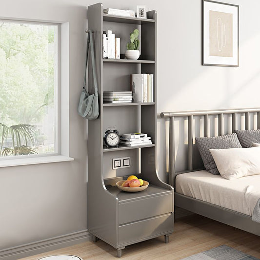 Modern Style Open Back Book Shelf Standard Wooden Bookcase with Drawers