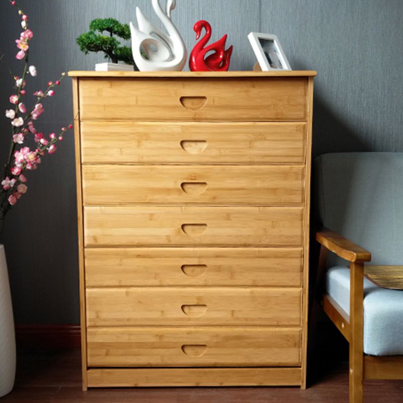 Contemporary Brown Accent Chest Rectangle Chest with Grooves Drawers