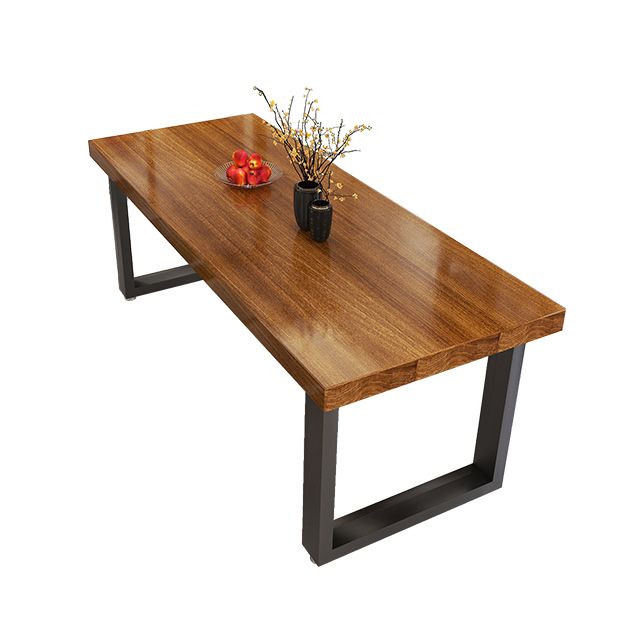 Black Metal Sled Base Table Industrial Dining Site Table with Wood Top Clearhalo 'Dining Tables & Seating' 'Dining Tables' 'dining_table' 'furn' 'furn_dining_table' 'Furniture' 'Kitchen & Dining Furniture' 1200x1200_a046e8f6-f9af-4a36-b9ee-b606d429a660