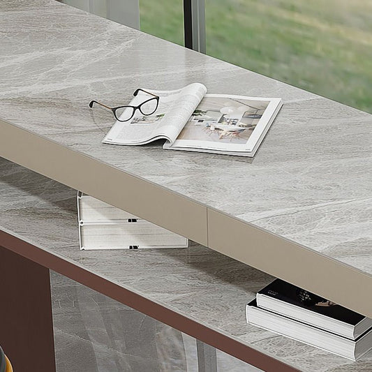 Industrielle Rechteck -Theke Tischstein Stange Tisch mit doppelter Sockel