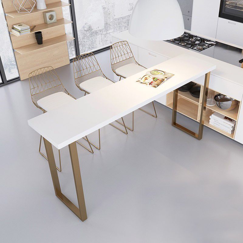 Tavolo da pub glam con tavolo da barra in legno in legno bianco in metallo in metallo oro