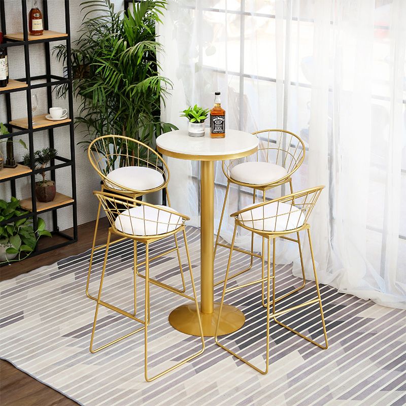 Glam Gold Iron Bar Table 21.6"W Round Top Marble Bistro Table for Breakroom Clearhalo 'Bar Furniture' 'Bar Tables' 'bar_tables' 'furn' 'furn_bar_tables' 'Furniture' 'furniture_bar_tables' 'Kitchen & Dining Furniture' 'kitchen&dining_furn' 'kitchen' 1200x1200_a04cc50f-fa63-42bd-b712-e9bc273c8258