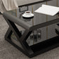 Modern Style Tempered Glass Top Cocktail Table Metal Frame Coffee Table