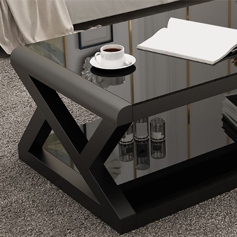 Modern Style Tempered Glass Top Cocktail Table Metal Frame Coffee Table