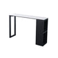 Marble Table with Rectangle Table Top Black Double Pedestal Table- 41.3" H Clearhalo 'Bar Furniture' 'Bar Tables' 'bar_tables' 'furn' 'furn_bar_tables' 'Furniture' 'furniture_bar_tables' 'Kitchen & Dining Furniture' 'kitchen&dining_furn' 'kitchen' 1200x1200_a04dfd44-ef2a-46c7-a33d-42622ac9dfe2