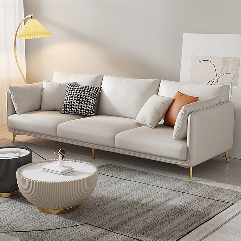 Stationaire vlekbestendige faux leer 3-zits kussenbank met kussens van kussens