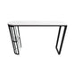 Industrial Black Iron Bar Table Faux Marble White Top 41.3"H Bistro Table with Storage Clearhalo 'Bar Furniture' 'Bar Tables' 'bar_tables' 'furn' 'furn_bar_tables' 'Furniture' 'furniture_bar_tables' 'Kitchen & Dining Furniture' 1200x1200_a04fd183-b6bb-432f-a058-adb9f13e5b17