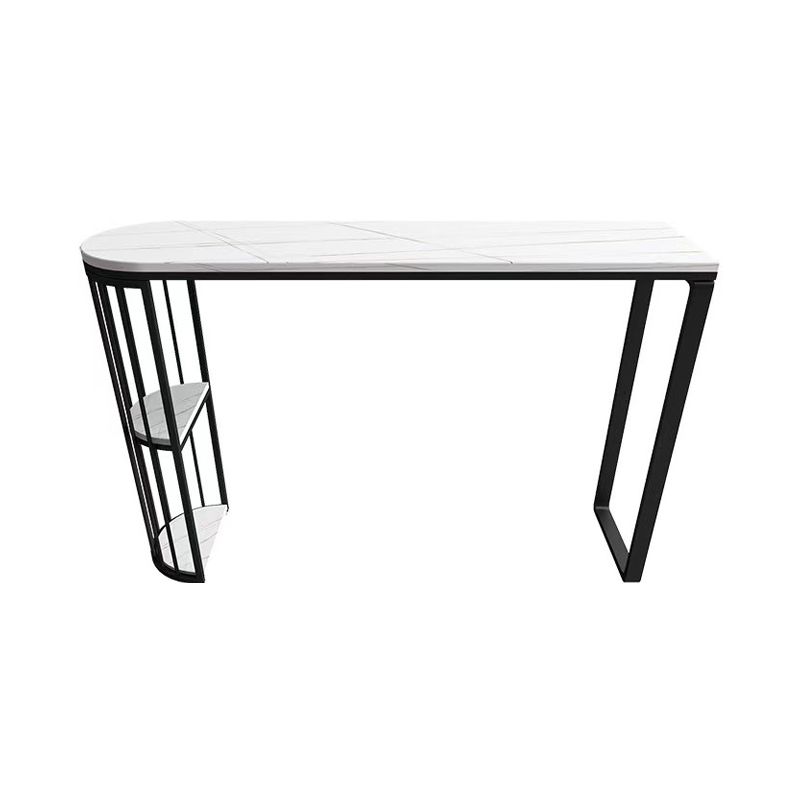 Industrial Black Iron Bar Table Faux Marble White Top 41.3"H Bistro Table with Storage Clearhalo 'Bar Furniture' 'Bar Tables' 'bar_tables' 'furn' 'furn_bar_tables' 'Furniture' 'furniture_bar_tables' 'Kitchen & Dining Furniture' 1200x1200_a04fd183-b6bb-432f-a058-adb9f13e5b17