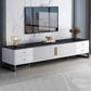 Consola de TV con almacenamiento cerrado, mueble de madera estilo Glam, con cajones y puertas
