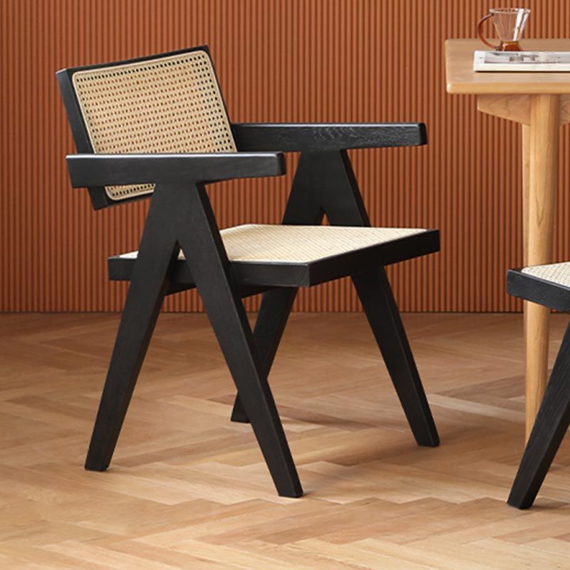 Oak Solid Wood Dining Chair Traditional Rattan Dining Arm Chair Clearhalo 'Dining Chairs' 'Dining Tables & Seating' 'dining_chair' 'furn' 'furn_dining_chair' 'Furniture' 'Kitchen & Dining Furniture' 1200x1200_a0512214-b3e5-4f88-8012-99aabc7ff9dd