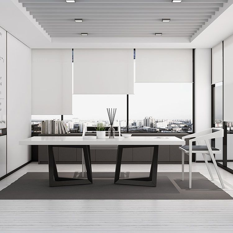 Rectangle Industrial Style Dining Table White Top Fixed Table with Solid Wood Clearhalo ' dining_table' 'Dining Tables & Seating' 'Dining Tables' 'furn' 'furn_dining_table' 'Furniture' 'furniture_dining_table' 'Kitchen & Dining Furniture' 'kitchen&dining_furn' 'kitchen' 'kitchen_dining_table' 1200x1200_a05127cb-65cd-4ec8-9ba5-94871a9f983b