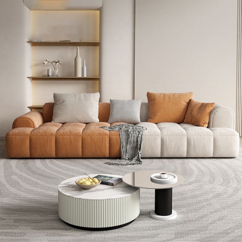 Moderne stijl sofa suède materiaal ingebed armleuning kussen achterbank bede