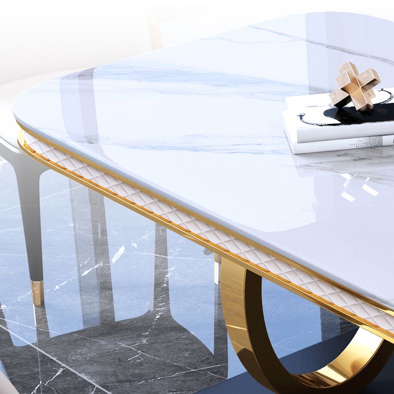 Traditional Luxury Rectangle Dining Table Sintered Stone Table with Gold Trestle Base Clearhalo ' dining_table' 'Dining Tables & Seating' 'Dining Tables' 'furn' 'furn_dining_table' 'Furniture' 'furniture_dining_table' 'Kitchen & Dining Furniture' 'kitchen&dining_furn' 'kitchen' 'kitchen_dining_table' 1200x1200_a0519b1b-c933-4a6c-a0b1-c689fdd7a418