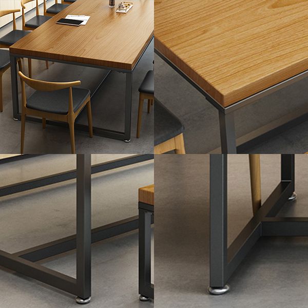 Metal Industrial Rectangle Dining Table Pine Wood Top Table with Trestle Base Clearhalo ' dining_table' 'Dining Tables & Seating' 'Dining Tables' 'furn' 'furn_dining_table' 'Furniture' 'furniture_dining_table' 'Kitchen & Dining Furniture' 'kitchen&dining_furn' 'kitchen' 'kitchen_dining_table' 1200x1200_a051b718-46da-4152-a13b-48085a3b3f0d