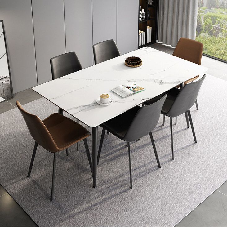 Contemporary Modern Rectangle Stone Table 4 Legs Dinner Room Table Clearhalo ' dining_table' 'Dining Tables & Seating' 'Dining Tables' 'furn' 'furn_dining_table' 'Furniture' 'furniture_dining_table' 'Kitchen & Dining Furniture' 'kitchen&dining_furn' 'kitchen' 'kitchen_dining_table' 1200x1200_a052a33a-7bfa-44d3-b282-579dec106ad5