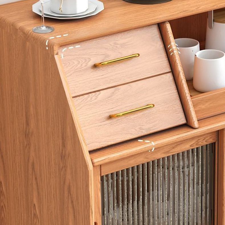 Server per cena in stile moderno Server di archiviazione aperta in legno massiccio con 2 porte