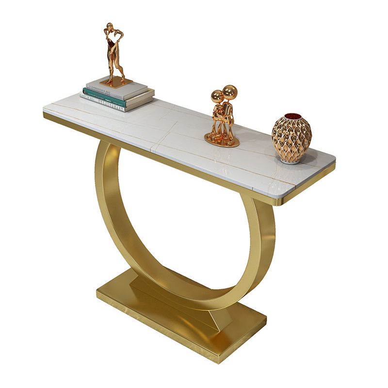 Mesa de consola de piedra moderna mesa de acento de 31.5 pulgadas de altura con estante