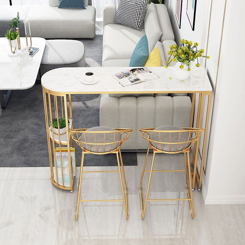 Restaurant Glam Style Marble Bar Table 42-inch Height Gold Base Bar Table Clearhalo 'Bar Furniture' 'Bar Tables' 'bar_tables' 'furn' 'furn_bar_tables' 'Furniture' 'furniture_bar_tables' 'Kitchen & Dining Furniture' 'kitchen&dining_furn' 'kitchen' 1200x1200_a0547fd0-71ea-489e-9ed3-11e1e5e324ce