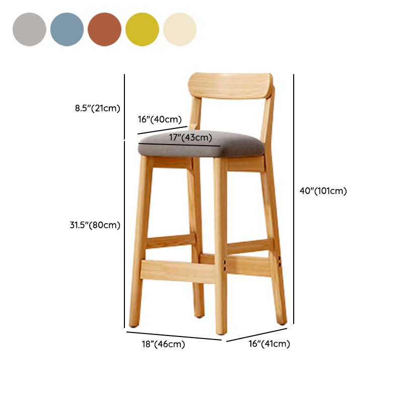 Solid Wood Bar Stool Backrest Upholstered Bar Stools for Dining Room Clearhalo 'Bar Furniture' 'Bar Stools' 'bar_stools' 'furn' 'furn_bar_stools' 'Furniture' 'Kitchen & Dining Furniture' 1200x1200_a0556f2d-b5b3-4546-8c68-24e52ab2bb9a