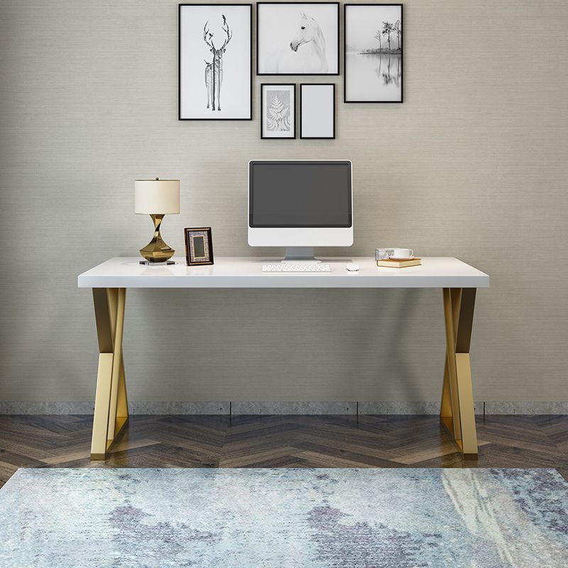 Glam Solid Wood Office Desk 29.53 "Tall Rectangular Writing Desk