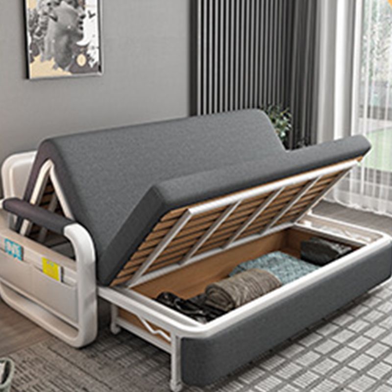 Linen Square Arm Sofa Bed 35.43" Wide Contemporary Convertible Sofa Clearhalo 'furn' 'furn_sofas' 'Furniture' 'Living Room Furniture' 'Sofa' 'sofas' 1200x1200_a0586c47-692b-42a7-981a-e0c38f5ab098