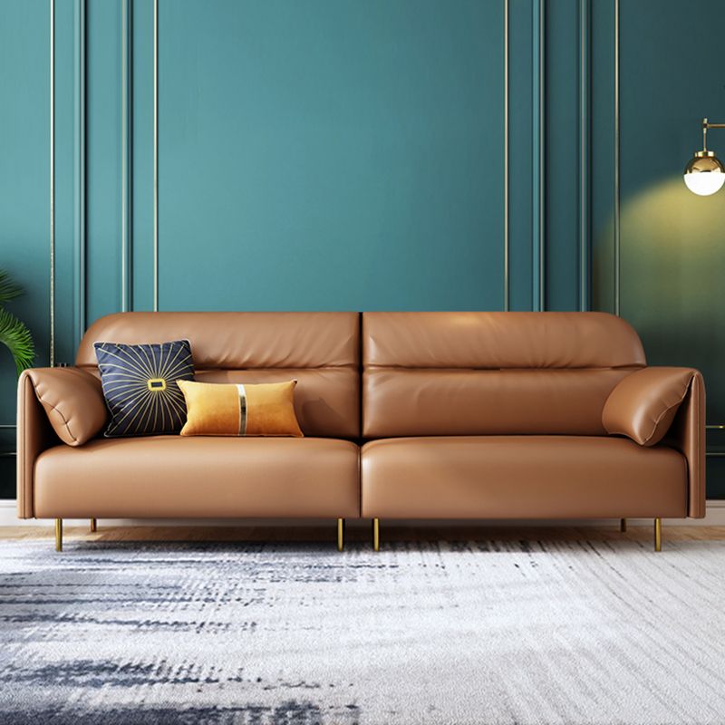 Glam Sewn Pillow Back Standard Pillow Top Arm Living Room Leather Sofa