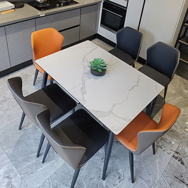 Table à manger à rectangle en pierre avec mobilier de feuilles pour le restaurant