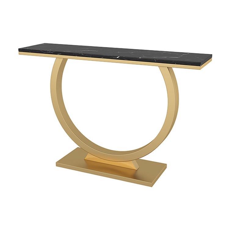 Akzenttisch im Glam -Stil mit Sockelbasis und Marmorrechteck oben