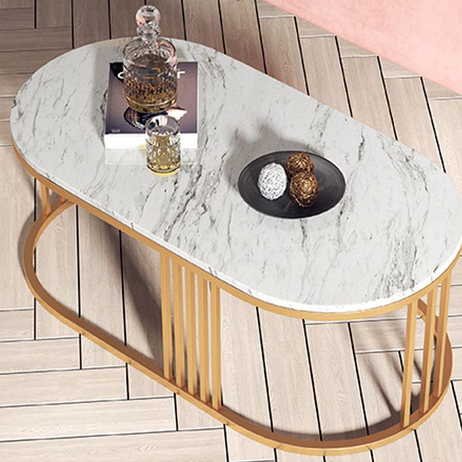 White Marble Top Coffee Table Gold Frame Coffee Cocktail Table Clearhalo 'Coffee & Accent Tables' 'Coffee Tables' 'coffee_tables' 'furn' 'furn_coffee_tables' 'Furniture' 'Living Room Furniture' 1200x1200_a059f07a-aeff-4373-a552-529fdaf7ec76
