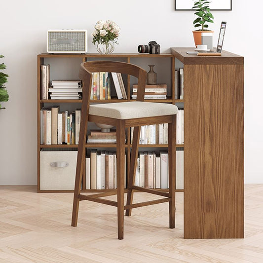 Sgabello moderno in legno in legno massiccio in legno con la schiena in marrone e bianco