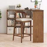 Tabouret de contre-hauteur du dos en bois massif moderne en marron et blanc