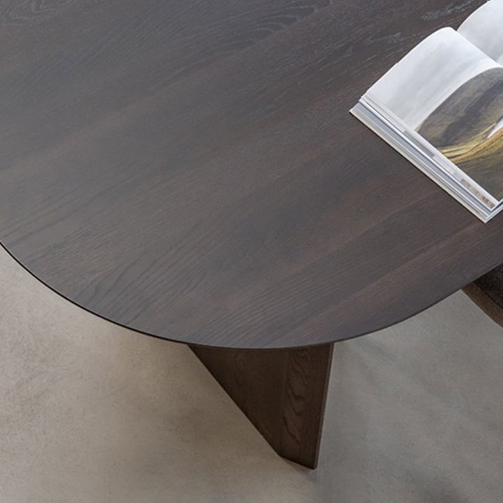Oval Double Pedestal Minimalist Dining Table Wood Color Fixed Table with Pine Solid Wood Clearhalo ' dining_table' 'Dining Tables & Seating' 'Dining Tables' 'furn' 'furn_dining_table' 'Furniture' 'furniture_dining_table' 'Kitchen & Dining Furniture' 'kitchen&dining_furn' 'kitchen' 'kitchen_dining_table' 1200x1200_a05c5646-3d30-4c26-82bb-168f1349570c