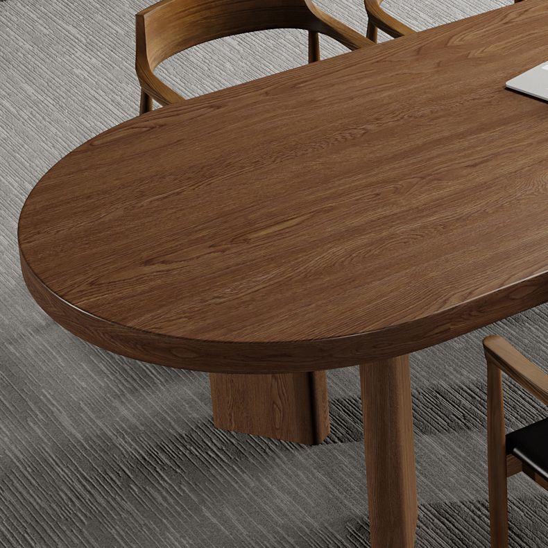 29 "h scrivania di scrittura contemporanea ovale in legno in legno marrone scrivania