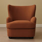 Mid-Century Modern Wingback Chair in Faux Leather/Wool with Tight Back