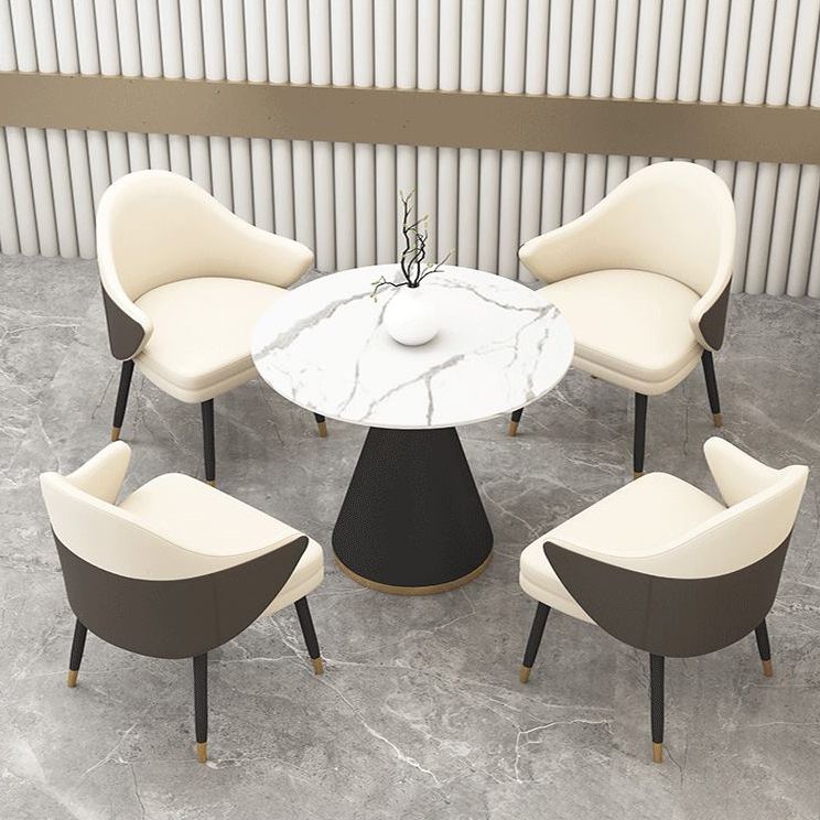 Glam Sintered Stone Dining Set Round 1/2/5 Pieces Dining Set Clearhalo 'Dining Room Sets' 'Dining Tables & Seating' 'dining_room_set' 'furn' 'furn_dining_room_set' 'Furniture' 'Kitchen & Dining Furniture' 1200x1200_a06380cd-a469-4ddd-b7b1-adc2296d3d32
