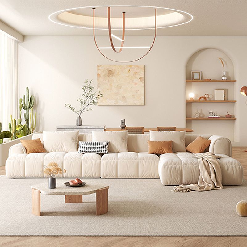 Flannelette acolchada de esponja seccional de estilo nórdico en sofá blanquecina/naranja/naranja-blanca