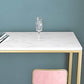 Rectangle Marble Patio Bar Table Footrest White and Gold Counter Table for Coffee Shop