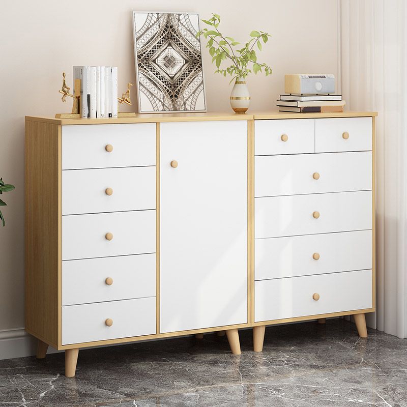 Scandinavian Natural Wood Storage Chest with Drawers for Home
