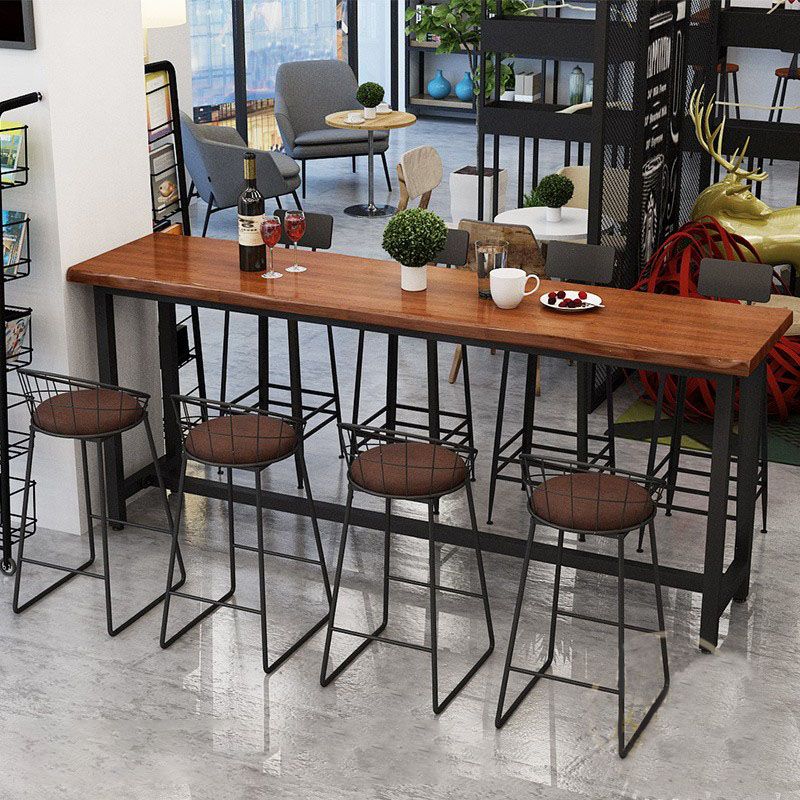 Contemporary Style Rectangle Bar Table Solid Wood Brown Bar Desk Clearhalo 'Bar Furniture' 'Bar Tables' 'bar_tables' 'furn' 'furn_bar_tables' 'Furniture' 'Kitchen & Dining Furniture' 1200x1200_a065f859-4040-4fe2-a802-fe6b759b3411