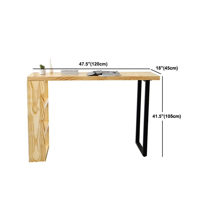 Table de bar moderne à 3 étagères Table de bar de bistro rectangulaire en bois massif en naturel