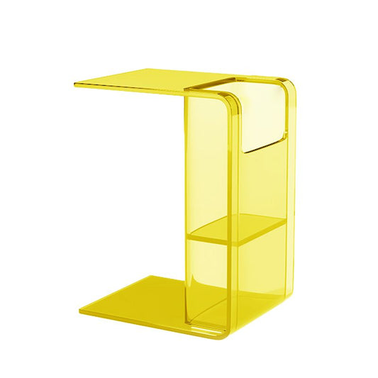 Modern Accent Side Table Plastic Abstract with Storage Rectangular Living Room
