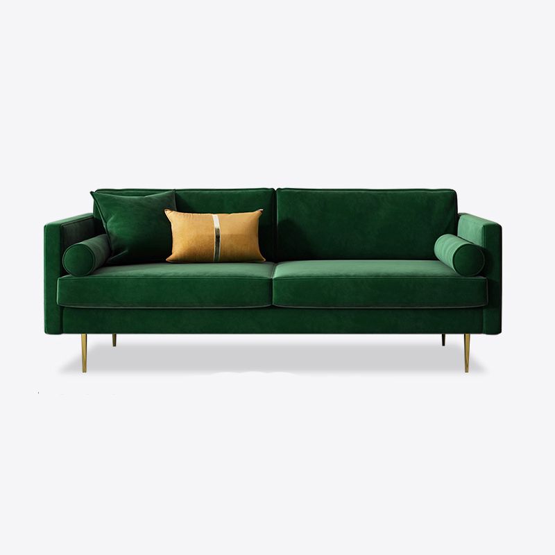 Velvet 2/3-Seat Mid-Century Modern 31.5" Wide Square Arm Sofa Clearhalo 'furn' 'furn_sofas' 'Furniture' 'furniture_sofas' 'kitchen' 'kitchen_sofas' 'Living Room Furniture' 'Sofa' 'sofas' 1200x1200_a066fd99-f20a-4a0e-bb4b-d9c196cdf23b