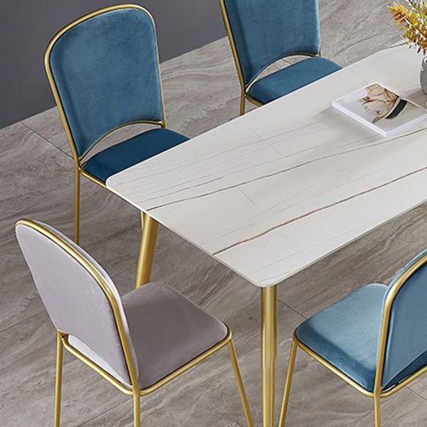 Set da tavolo da pranzo rettangolare glam 1/4/5/7 pezzi dinette set con top in pietra sinterizzata bianca