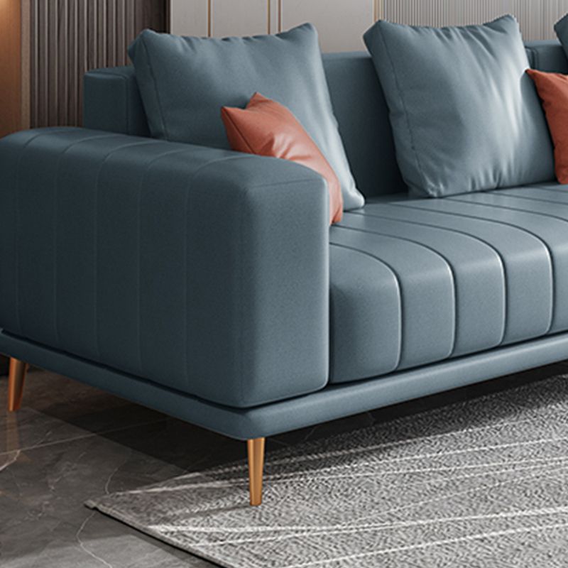 Blue Faux Leather Square Arm Contemporary Sofa with Stain Resistant and Slipcovered Clearhalo 'furn' 'furn_sofas' 'Furniture' 'furniture_sofas' 'Living Room Furniture' 'Sofa' 'sofas' 1200x1200_a0685286-c278-4aae-94bf-4930c96c5b7d