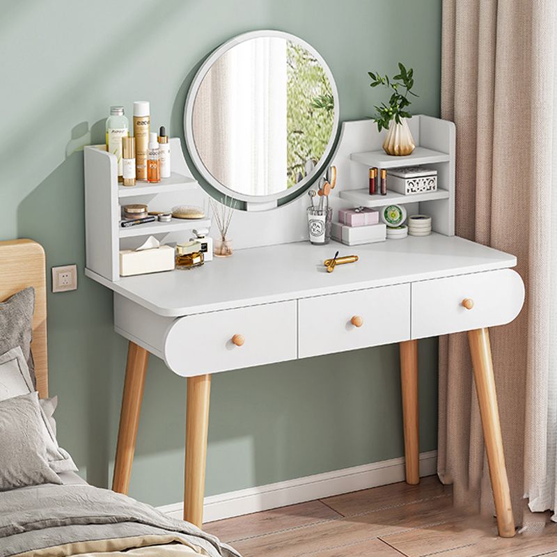Scandinavian 28.7" Height Wooden Table Make-up Vanity with Mirror