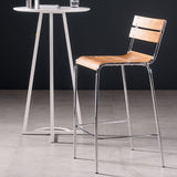Tabouret haut de contre-dos en bois massif contemporain avec 4 jambes en métal