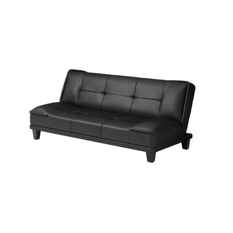 Black Modern Faux Leather Pillow Top Arm Sofa/Sectional with Convertible Clearhalo 'furn' 'furn_sectionals' 'Furniture' 'furniture_sectionals' 'Living Room Furniture' 'Sectionals' 1200x1200_a070cf28-c600-496f-9f04-a25d648d860b