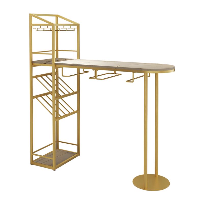 Glam Style Bar Table Stone Top Pub Table with Wine Cabinet for Dining Room Clearhalo 'Bar Furniture' 'Bar Tables' 'bar_tables' 'furn' 'furn_bar_tables' 'Furniture' 'furniture_bar_tables' 'Kitchen & Dining Furniture' 1200x1200_a0718499-417b-444f-997e-f05c4584c8c2